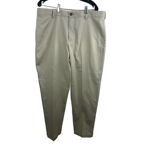 LL Bean Mens 37 Wrinkle Free Chino Pants Flat Front Light Khaki Classic Preppy